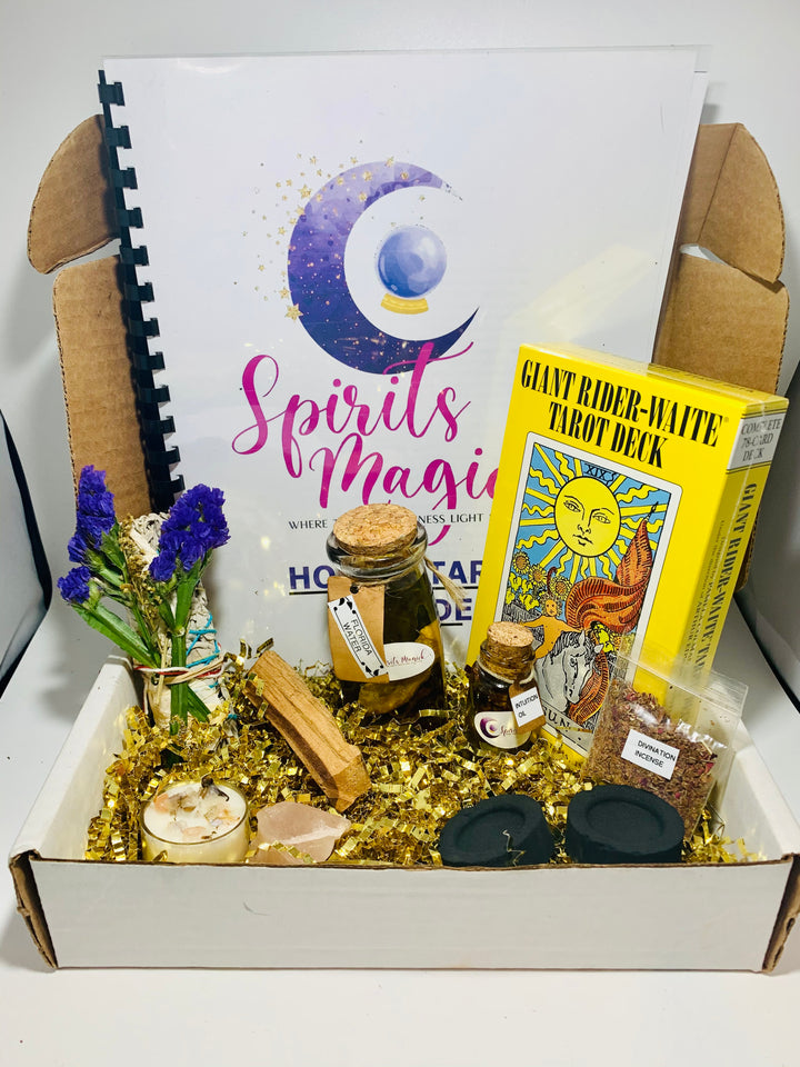 Tarot Box Starter Kit - Baby Witch - Gift Set - GIANT RIDER WAITE SMITH DECK - Tarot Deck - Florida Water - Intuition Oil - Sage - Craft Kits - Tarot Cards - Spirits Magick