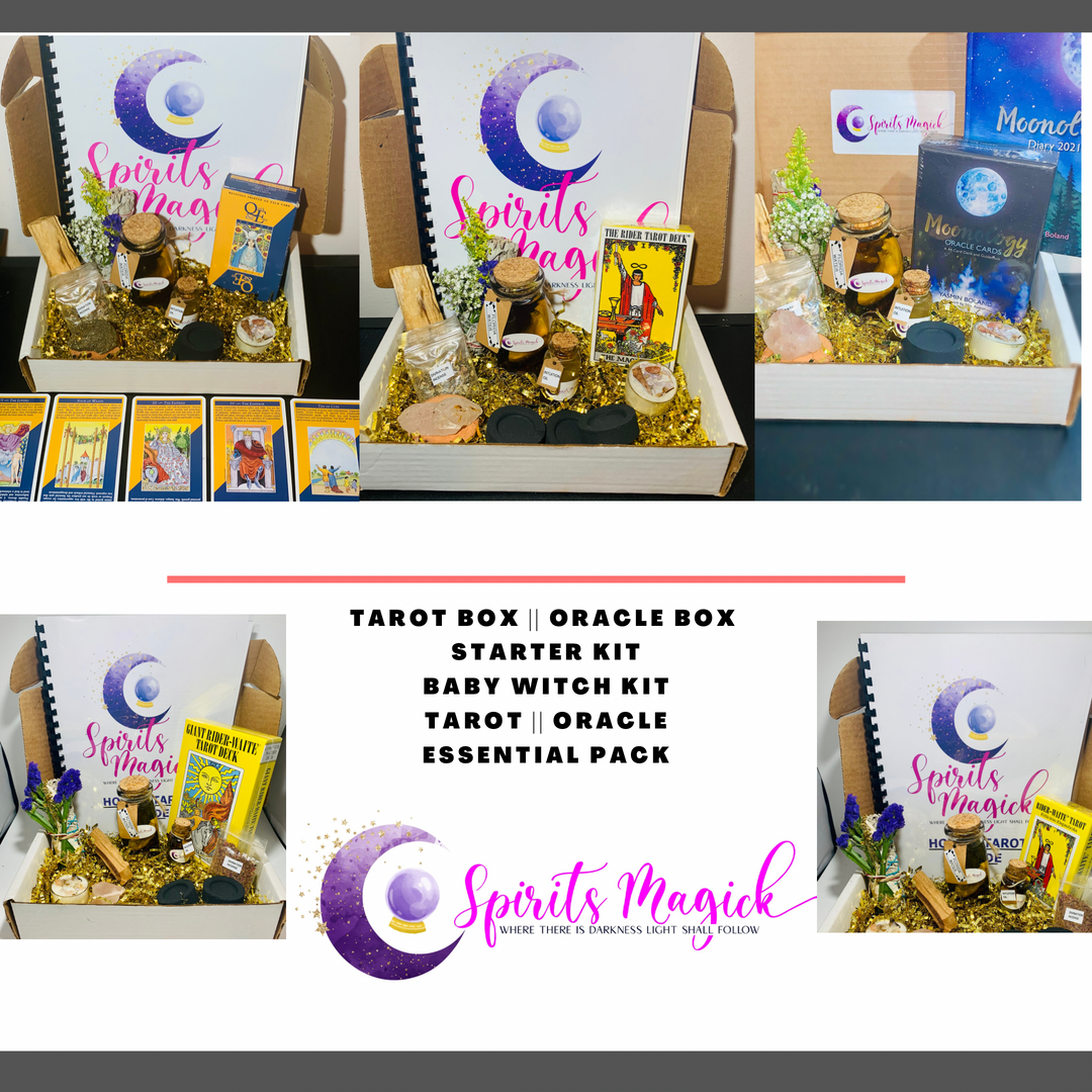 Tarot Box Kit - Oracle Box Kit - Baby Witch - Rider Waite Smith Tarot Deck - Moonology Oracle - Witch Kit - Spirits Magick