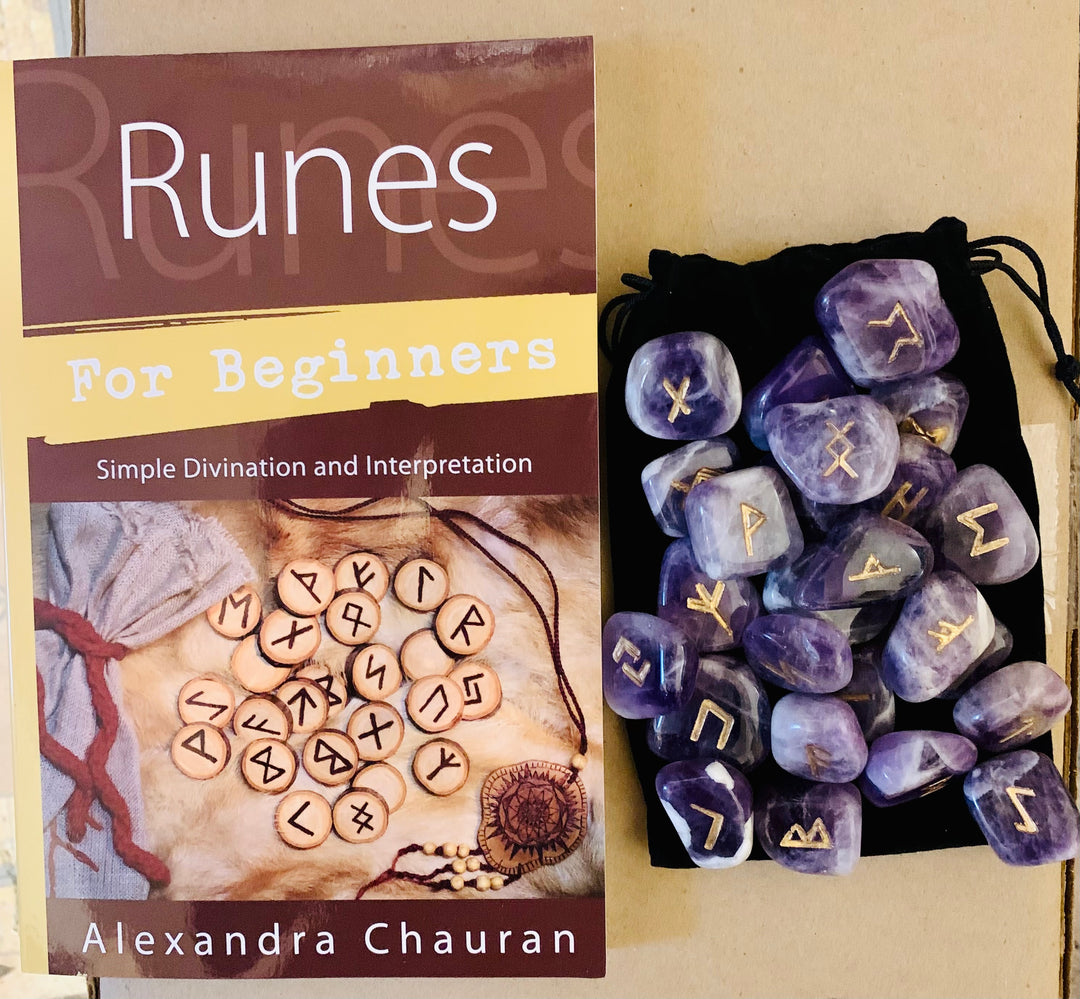 Runes Exclusive Set (Limited Edition Includes Crystal Runes + Full-Size Book: Runes for Beginners) - Spirits Magick